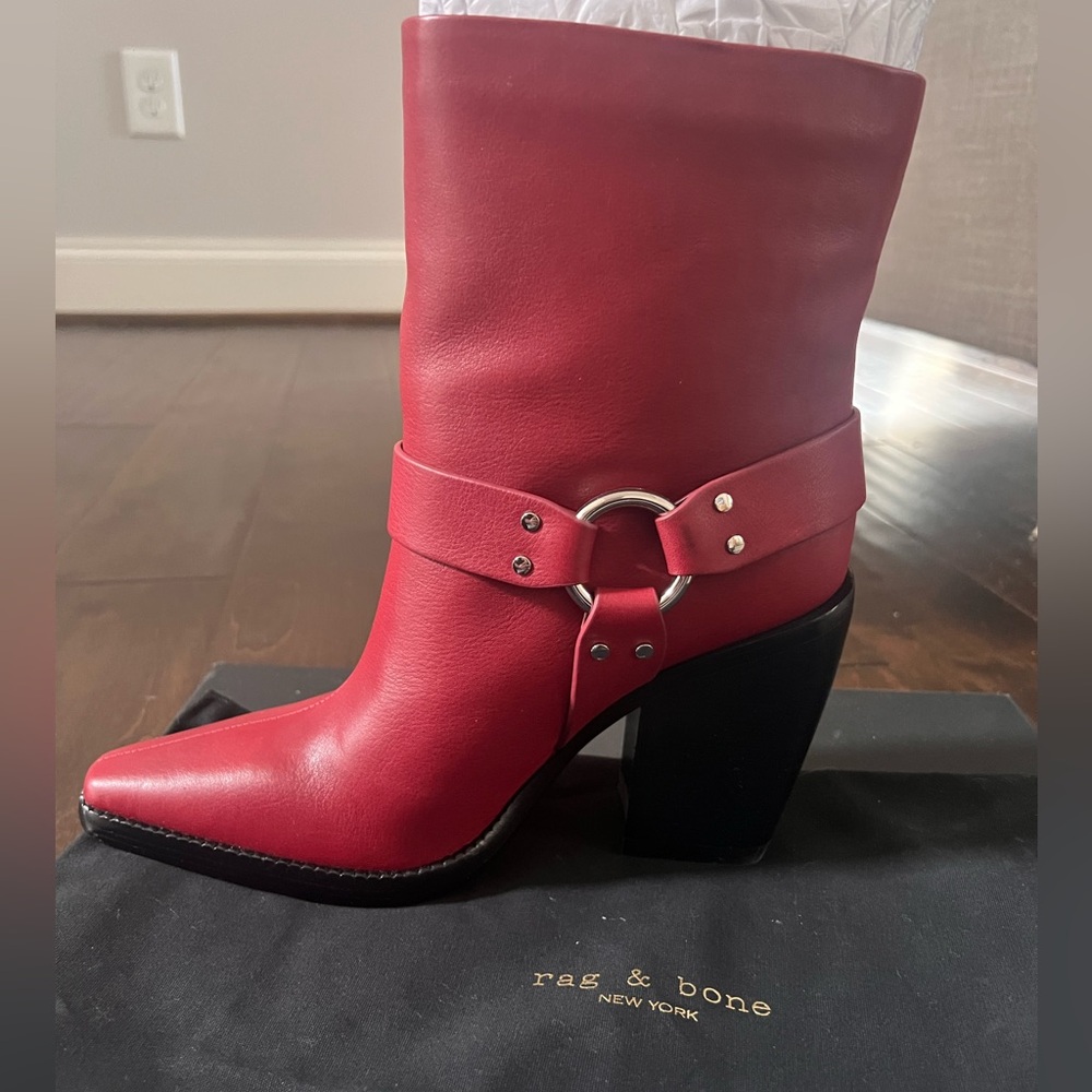 Never worn Rag & Bone Rio western boots in Ruby red. Size 9.
